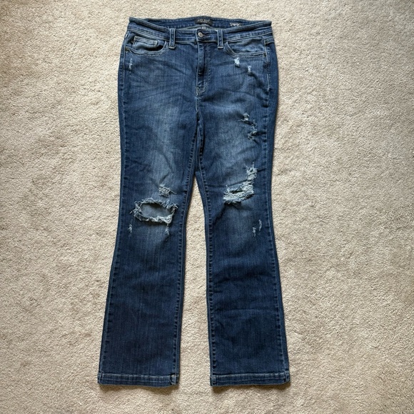 Judy Blue Distressed High Rise Boot Cut Jeans Size 15/32 - JB82541DK - Picture 1 of 7
